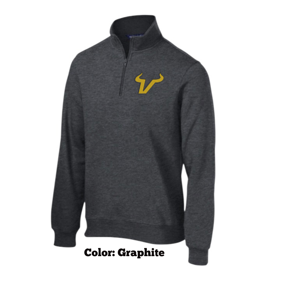 Vega 1/4 Zip Mid-weight Unisex Size Pullover with Custom Sleeve Embroidery