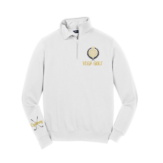 Vega Golf 1/4 Zip with Sleeve Personalization (Mid-Weight, Unisex Size Fit)